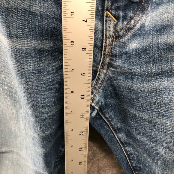 American Eagle Original Bootcut Jeans Mens 34x30 (34x29) Blue Airflex Whiskered - Picture 8 of 12